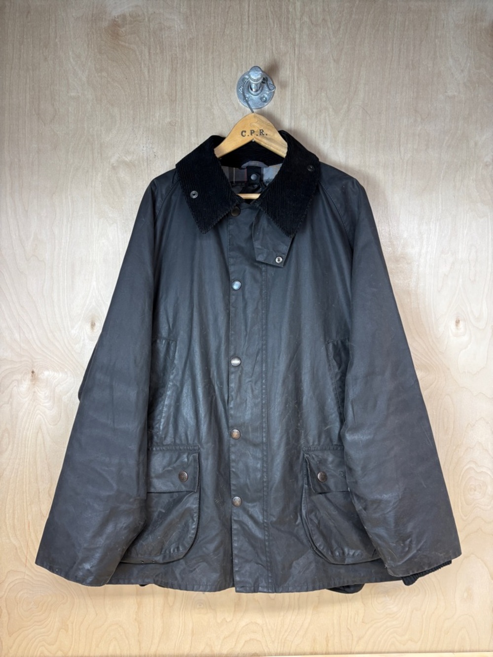 Barbour Bedale Black Waxed Field Jacket with Black Corduroy Collar